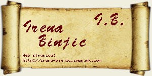 Irena Binjić vizit kartica